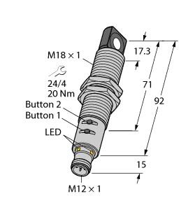 TURCK 1610025 / RU40U-M18ES-LIU2PN8X2T-H1151 Ultrasonic Sensors
